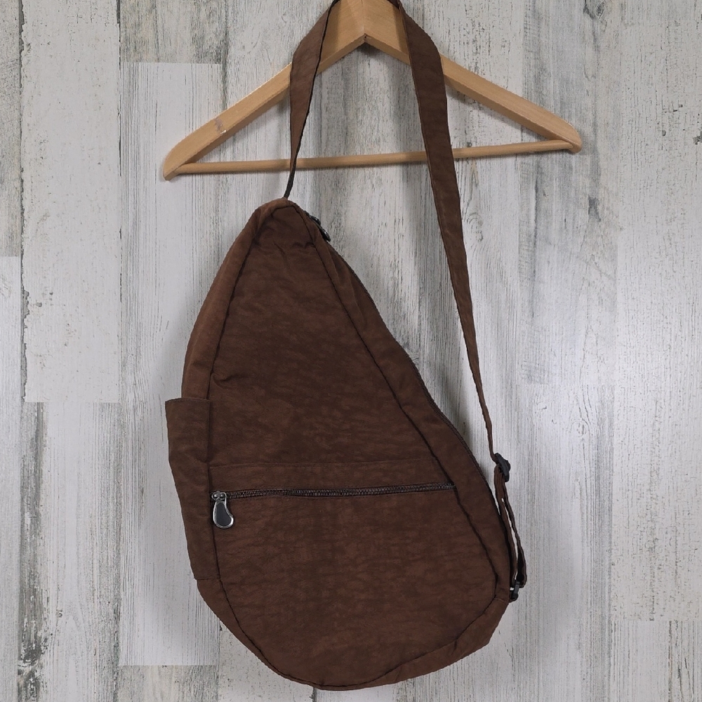 Ameribag Healthy Back Bag Brown Sling Messenger Bag Crossbody Lots Of Pockets
